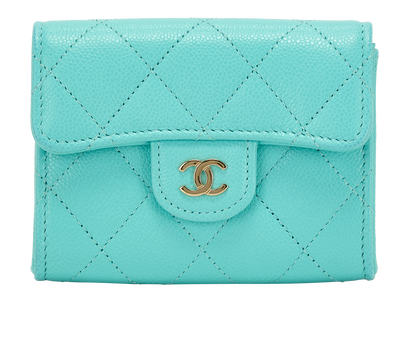 Chanel Classic Flap Cardholder, &pound;495, Accessories, Blue, Caviar Leather, Front view